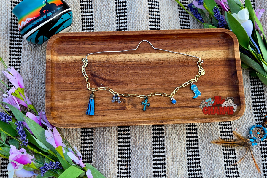 Blue & Gold Rear-View Mirror Charm