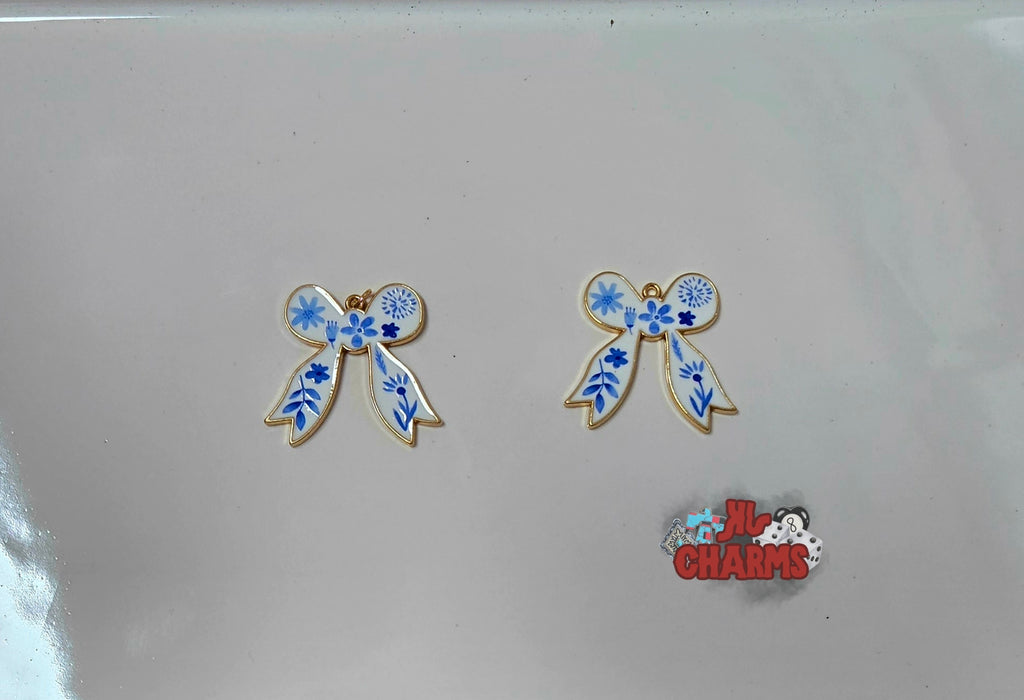 Blue and White Bow