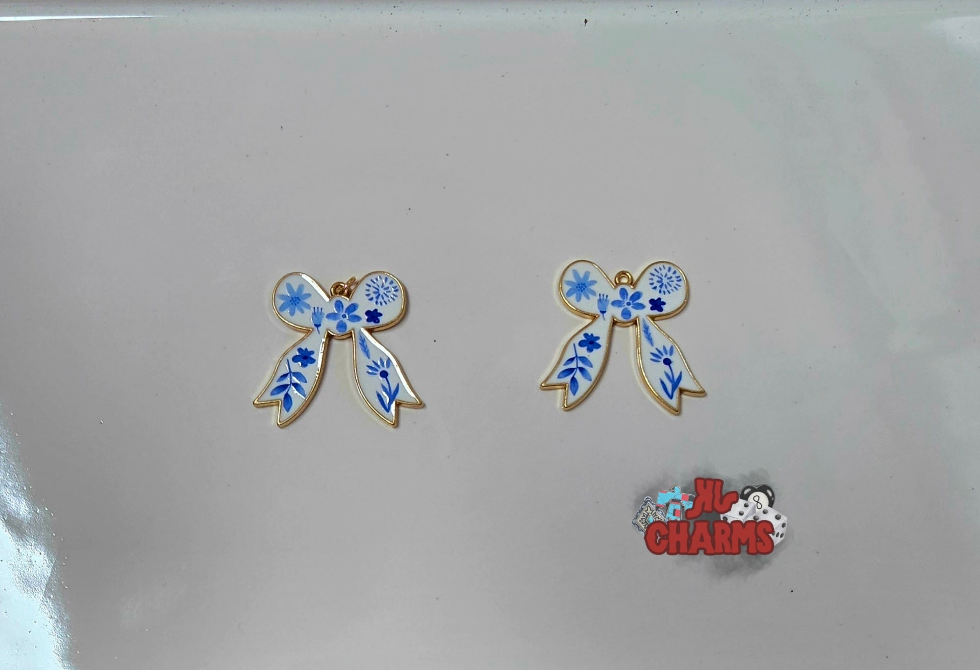 Blue and White Bow