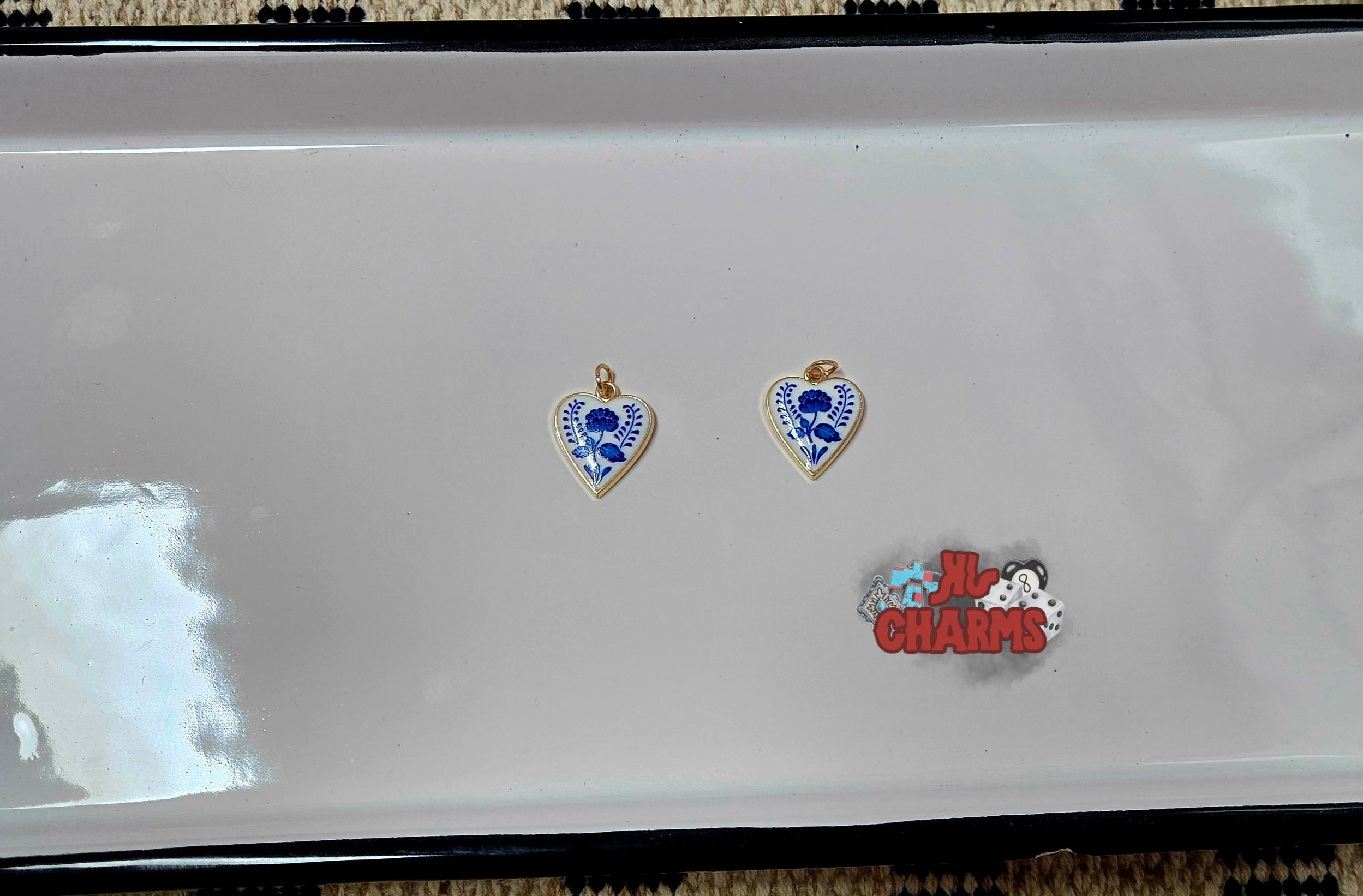 Blue and White flower hearts